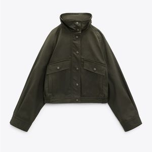 Zara | Jackets & Coats | Zara Cropped Pocket Bomber Jacket